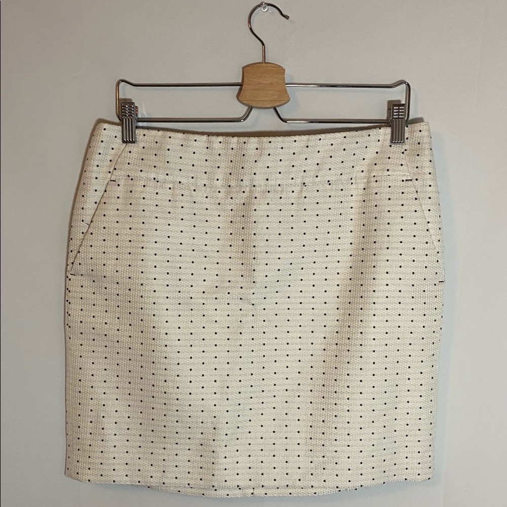 Ann Taylor White & Black Dots Tweed Skirt Size 10
